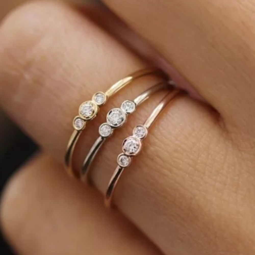 White Gold Over 925 Sterling Silver Stacking Rings 3pcs